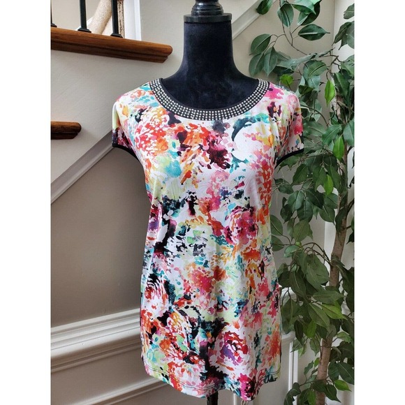 Emaline Women's Multicolor Polyester Round Neck Sleeveless Casual Top Blouse XL - Picture 1 of 11